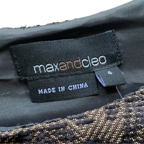 Max and Cleo Ruched Sleeveless Sheath Cocktail Dress Black Brown Gold Size 4 - Picture 5 of 6